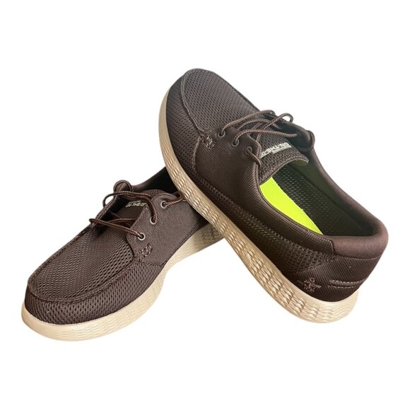 Skechers On The Go GOGA MAX Mens Lace Up Casual Boat Shoes Brown Lace-Up, 8.5 W - Picture 1 of 13
